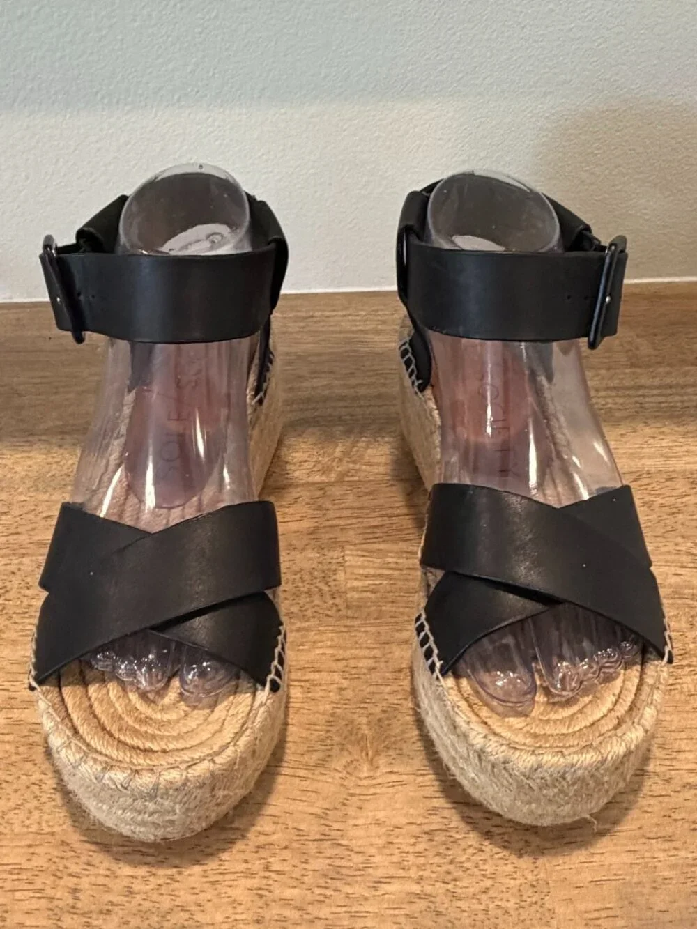 Sole Society Audrina Black Wedge Espadrilles - Boho Cottagecore - Size 8